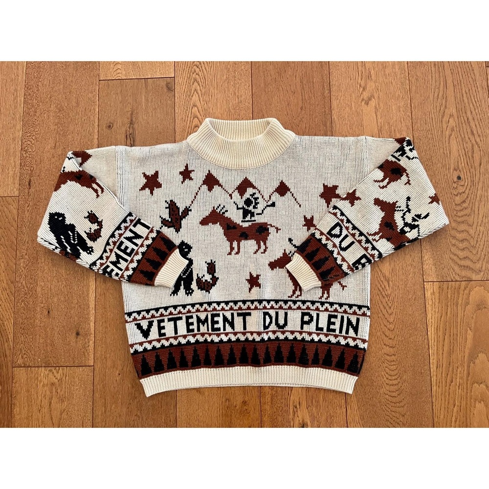 Vintage Great Plains Southwestern Horse Knit Sweater Mens M Boxy Western Graphic - Picture 3 of 11